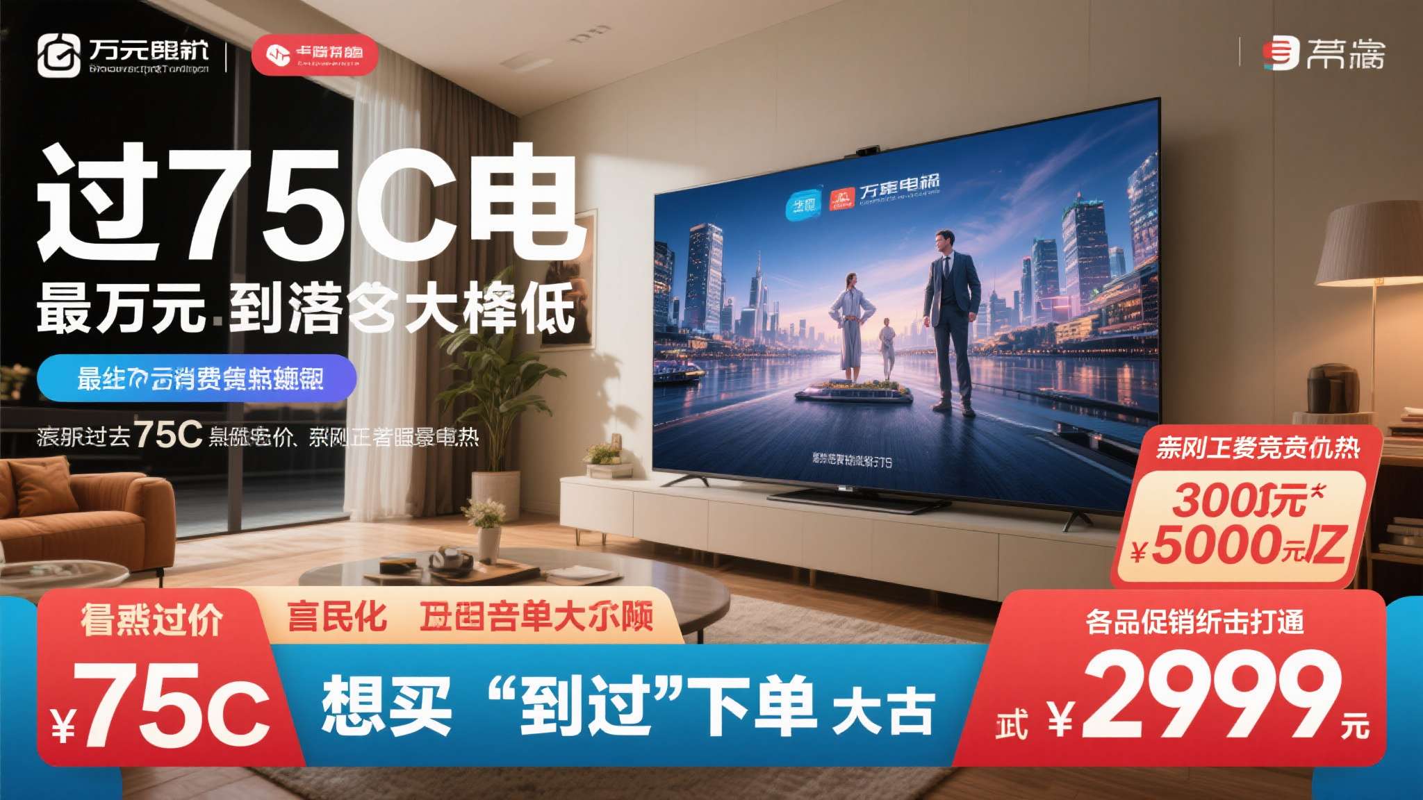 首先是价格门槛的大幅降低。 过去，75英寸电视动辄上万元的售价让不少消费者望而却